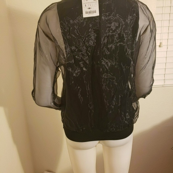 Zara Basic black organza sweatshirt - Picture 5 of 6